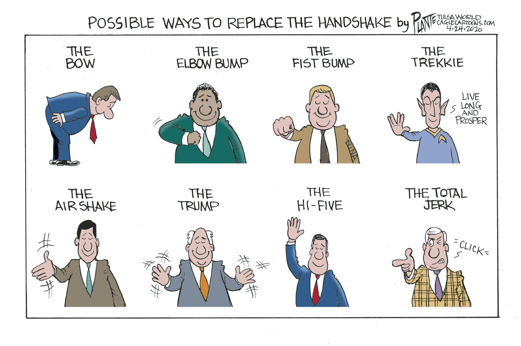 Bruce Plante Cartoon: Replacing the Handshake